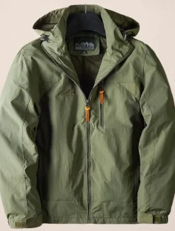 Outlet OUKU Men's Outdoor Jacket Transition Jacket Daily Wear Windproof Quick Dry Spring & Fall Solid Color Casual Daily Lapel Regular Loose Fit Black Blue Khaki Army Green Gray Jacket