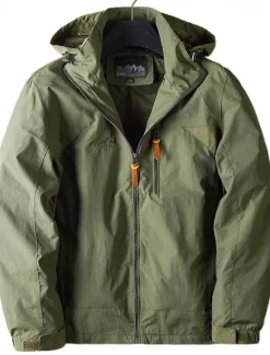 Outlet OUKU Men's Outdoor Jacket Transition Jacket Daily Wear Windproof Quick Dry Spring & Fall Solid Color Casual Daily Lapel Regular Loose Fit Black Blue Khaki Army Green Gray Jacket