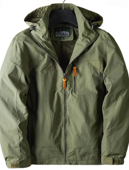 Outlet OUKU Men's Outdoor Jacket Transition Jacket Daily Wear Windproof Quick Dry Spring & Fall Solid Color Casual Daily Lapel Regular Loose Fit Black Blue Khaki Army Green Gray Jacket