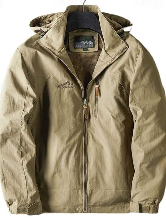 Outlet OUKU Men's Outdoor Jacket Transition Jacket Daily Wear Windproof Quick Dry Spring & Fall Solid Color Casual Daily Lapel Regular Loose Fit Black Blue Khaki Army Green Gray Jacket