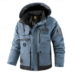 Best OUKU Men's Outdoor Jacket Winter Coat Raincoat Pocket Waterproof Polyster Daily Wear Date Vacation Regular Fashion Casual Comfortable Thermal Warm Waterproof Fall & Winter Solid / Plain Color Blue Orange