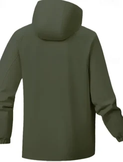 Best OUKU Men's Outdoor Jacket Zipper Pocket Multiple Pockets Spring Fall Winter Solid Color Sports Neutral Hooded Black White Army Green Rose Red Jacket