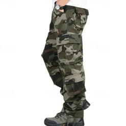 Sale OUKU Men's Outdoor Pants Cargo Pants Hiking Pants Trousers Military Camouflage Outdoor Regular Fit Waterproof Breathable Quick Dry Pants / Trousers Forest Green Black+Grey Cotton Hunting Climbing Camping