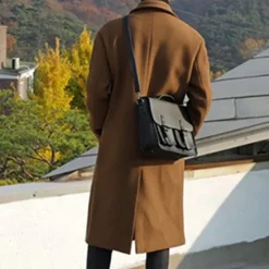 Discount OUKU Men's Overcoat Trench Coat Long Trench Coat Vacation Daily Fall & Winter Polyester Thermal Warm Windproof Outerwear Clothing Apparel Fashion Classic Plain Pocket Lapel Double Breasted