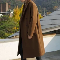 Discount OUKU Men's Overcoat Trench Coat Long Trench Coat Vacation Daily Fall & Winter Polyester Thermal Warm Windproof Outerwear Clothing Apparel Fashion Classic Plain Pocket Lapel Double Breasted