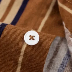 OUKU Men's Oxford Shirt Brown Green Dark Grey Taupe Long Sleeve Color Block Striped Button Down Collar School Wedding Buttons Clothing Apparel Neutral Fashion Daily