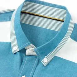 Best OUKU Men's Oxford Shirt Light Khaki Light Grey Dark Grey Blue White Long Sleeve Color Block Button Down Collar School Wedding Buttons Clothing Apparel Neutral Fashion Daily