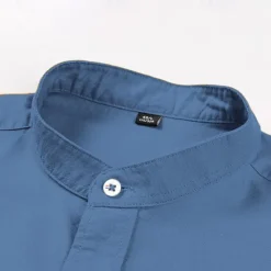 OUKU Men's Oxford Shirt White Navy Blue Blue Orange Light Grey Long Sleeve Standing Collar School Wedding Buttons Clothing Apparel Neutral Fashion Daily
