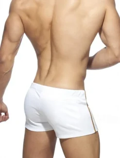 Online OUKU Men's 1pack Boxers Underwear Swimwear Print Polyester Breathable Soft Color Block Mid Waist Black White