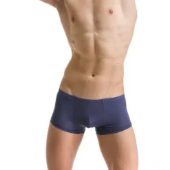 Best OUKU Men's 1pack Underwear Boxers Underwear Basic Polyester Pure Color Low Waist Light Blue Black