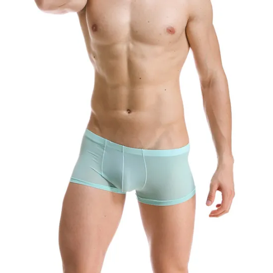 Best OUKU Men's 1pack Underwear Boxers Underwear Basic Polyester Pure Color Low Waist Light Blue Black