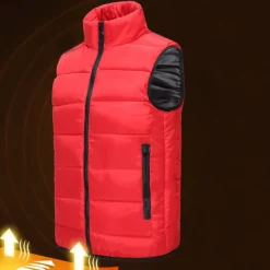 Sale OUKU Men's Padded Hiking Vest Quilted Puffer Jacket Sleeveless Outerwear Trench Coat Top Outdoor Thermal Warm Windproof Breathable Quick Dry Winter Cotton Nylon Kong Lan Black Orange Work Hunting Ski
