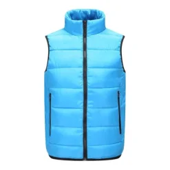 Sale OUKU Men's Padded Hiking Vest Quilted Puffer Jacket Sleeveless Outerwear Trench Coat Top Outdoor Thermal Warm Windproof Breathable Quick Dry Winter Cotton Nylon Kong Lan Black Orange Work Hunting Ski