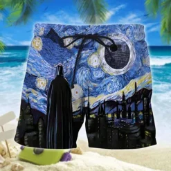 Sale OUKU Men's Painting Starry Sky Swim Shorts Board Shorts Swimming Trunks Mid Waist Vacation 3D Print Hawaiian Vacation Holiday Beach Drawstring with Mesh lining Elastic Waist Designer Clothing Apparel