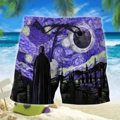 Sale OUKU Men's Painting Starry Sky Swim Shorts Board Shorts Swimming Trunks Mid Waist Vacation 3D Print Hawaiian Vacation Holiday Beach Drawstring with Mesh lining Elastic Waist Designer Clothing Apparel