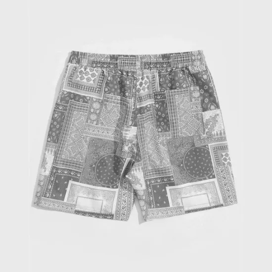 Clearance OUKU Men's Paisley Color Block Flower / Floral Shorts Summer Shorts Beach Shorts Mid Waist Streetwear Hawaiian Designer Casual Daily Holiday Elastic Waist 3D Print Drawstring Designer Clothing Apparel