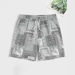 Clearance OUKU Men's Paisley Color Block Flower / Floral Shorts Summer Shorts Beach Shorts Mid Waist Streetwear Hawaiian Designer Casual Daily Holiday Elastic Waist 3D Print Drawstring Designer Clothing Apparel