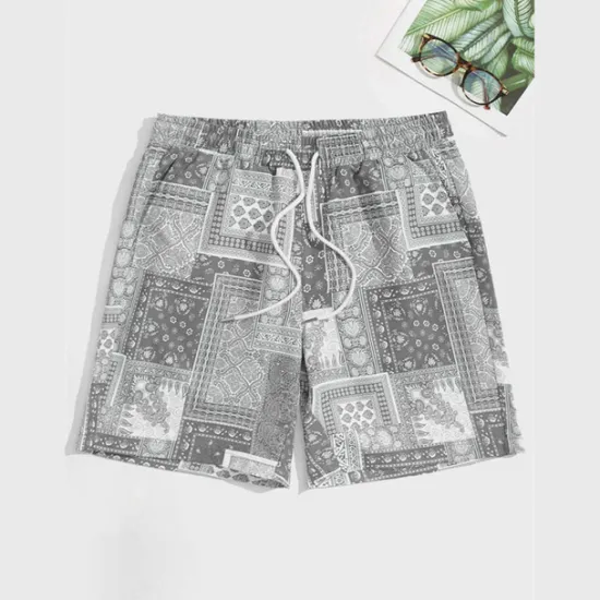 Clearance OUKU Men's Paisley Color Block Flower / Floral Shorts Summer Shorts Beach Shorts Mid Waist Streetwear Hawaiian Designer Casual Daily Holiday Elastic Waist 3D Print Drawstring Designer Clothing Apparel