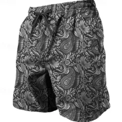 OUKU Men's Paisley Gradient Sweat Shorts Beach Shorts Terry Shorts Mid Waist Casual Athleisure Daily Holiday Streetwear Drawstring Elastic Waist 3D Print Designer Clothing Apparel