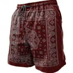Best OUKU Men's Paisley Swim Trunks Swim Shorts Board Shorts Mid Waist Vacation Hawaiian Ethnic Vacation Holiday Beach Drawstring with Mesh lining Elastic Waist Designer Clothing Apparel