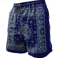 Best OUKU Men's Paisley Swim Trunks Swim Shorts Board Shorts Mid Waist Vacation Hawaiian Ethnic Vacation Holiday Beach Drawstring with Mesh lining Elastic Waist Designer Clothing Apparel