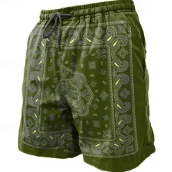 Best OUKU Men's Paisley Swim Trunks Swim Shorts Board Shorts Mid Waist Vacation Hawaiian Ethnic Vacation Holiday Beach Drawstring with Mesh lining Elastic Waist Designer Clothing Apparel