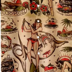 Discount OUKU Men's Palm Leaf Pin Up Girl Shirt Summer Hawaiian Shirt Aloha Shirt Short Sleeve Shirt Turndown Vintage Fashion Designer Vacation Casual Daily Yellow Blue Brown Print S M L