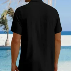Clearance OUKU Men's Palm Leaf Tropical Plants Summer Hawaiian Shirt Aloha Shirt Short Sleeves Shirt Turndown Hawaiian Casual Resort Outdoor Vacation Street Black Grey Black Gold S M L