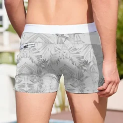New OUKU Men's Palm Leaf Tropical Plants Swim Trunks Swim Shorts Board Shorts Mid Waist 3D Print Hawaiian Surfing Holiday Beach Drawstring with Mesh lining Elastic Waist Designer Clothing Apparel