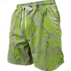 Sale OUKU Men's Palm Leaf Tropical Plants Swim Shorts Board Shorts Swimming Trunks Mid Waist Streetwear Hawaiian Beach Vacation Wear Side Pockets Mesh Lining Elastic Drawstring Waist Designer Clothing Apparel