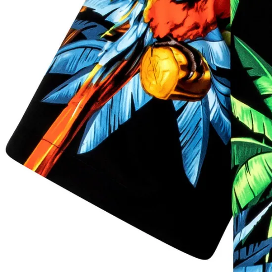 OUKU Men's Palm Tree Parrot Shirt Summer Hawaiian Shirt Aloha Shirt Short Sleeve Shirt Turndown Tropical Fashion Streetwear Casual Hawaiian Holiday S M L Green / Black