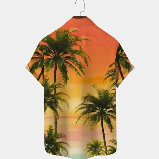 Sale OUKU Men's Palm Tree Tropical Plants Shirt Summer Hawaiian Shirt Aloha Shirt Short Sleeves Shirt Turndown Tropical Fashion Hawaiian Outdoor Street Hawaiian Red Blue Orange S M L