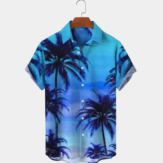 Sale OUKU Men's Palm Tree Tropical Plants Shirt Summer Hawaiian Shirt Aloha Shirt Short Sleeves Shirt Turndown Tropical Fashion Hawaiian Outdoor Street Hawaiian Red Blue Orange S M L