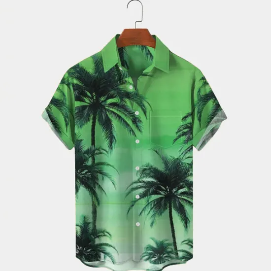 Sale OUKU Men's Palm Tree Tropical Plants Shirt Summer Hawaiian Shirt Aloha Shirt Short Sleeves Shirt Turndown Tropical Fashion Hawaiian Outdoor Street Hawaiian Red Blue Orange S M L