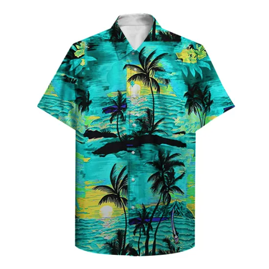 Clearance OUKU Men's Palm Tree Tropical Plants Summer Hawaiian Shirt Aloha Shirt Short Sleeve Shirt Turndown Designer Vacation Beach Red Blue Green S M L