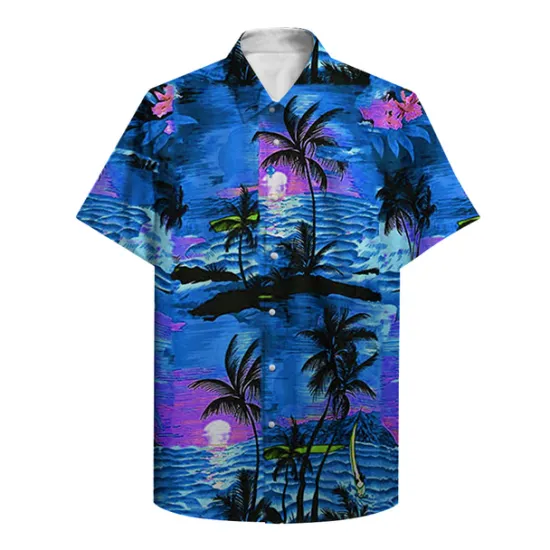 Clearance OUKU Men's Palm Tree Tropical Plants Summer Hawaiian Shirt Aloha Shirt Short Sleeve Shirt Turndown Designer Vacation Beach Red Blue Green S M L