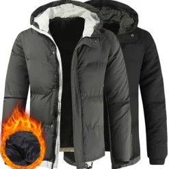 Hot OUKU Men's Parka Warm Work Daily Wear Pure Color Outerwear Clothing Apparel Casual Casual Daily Green Black White