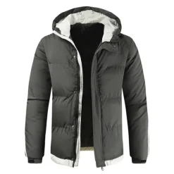 Hot OUKU Men's Parka Warm Work Daily Wear Pure Color Outerwear Clothing Apparel Casual Casual Daily Green Black White