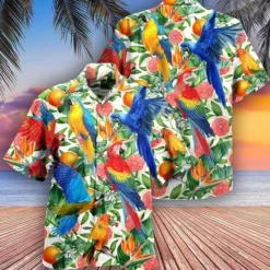 Sale OUKU Men's Parrot Leaves Shirt Summer Hawaiian Shirt Aloha Shirt Short Sleeve Shirt Turndown Tropical Fashion Hawaiian Casual Hawaiian Holiday Black Yellow Black / Brown S M L