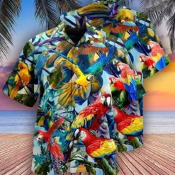 Sale OUKU Men's Parrot Leaves Shirt Summer Hawaiian Shirt Aloha Shirt Short Sleeve Shirt Turndown Tropical Fashion Hawaiian Casual Hawaiian Holiday Black Yellow Black / Brown S M L