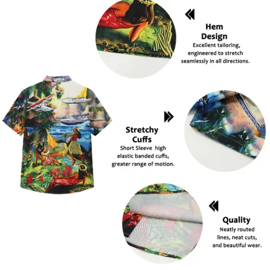 Online OUKU Men's Parrot Shirt Summer Hawaiian Shirt Camp Collar Shirt Short Sleeve Shirt Turndown Hawaiian Designer Casual Outdoor Street Casual Yellow Light Green Pink 3D Print S M L