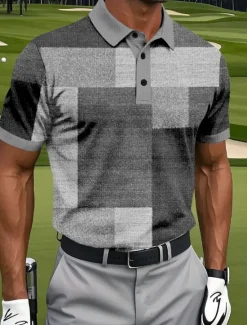 Best OUKU Men's Patchwork Golf Polo Sports Polo Shirts Short Sleeve Polo Shirts Collared Shirts Casual Athleisure Buttons Summer Blue Purple Green