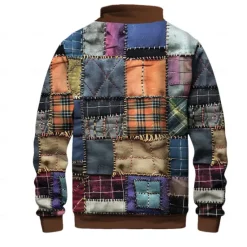 Outlet OUKU Men's Patchwork Sweatshirt Sweatshirt Long Sleeve Sweatshirt Crew Neck Fashion Daily Simple Print Vacation Holiday Going out Buttons Winter
