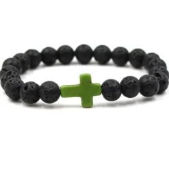 Hot OUKU Men's 1PC Cuff Links Bead Bracelet Good Luck Bracelet Birthday Daily Sideways Cross Fashion Natural Black