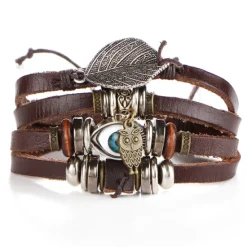 Sale OUKU Men's 1PC Cuff Links Leather Bracelet Memory Wire Bracelets Gift Daily Classic Retro Punk Classic Black / Silver Red / Orange Light Brown