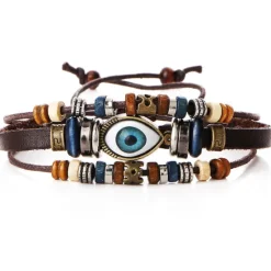Sale OUKU Men's 1PC Cuff Links Leather Bracelet Memory Wire Bracelets Gift Daily Classic Retro Punk Classic Black / Silver Red / Orange Light Brown