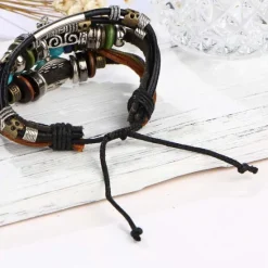 Sale OUKU Men's 1PC Cuff Links Leather Bracelet Memory Wire Bracelets Gift Daily Classic Retro Punk Classic Black / Silver Red / Orange Light Brown