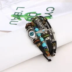 Sale OUKU Men's 1PC Cuff Links Leather Bracelet Memory Wire Bracelets Gift Daily Classic Retro Punk Classic Black / Silver Red / Orange Light Brown