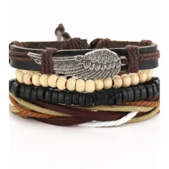 Sale OUKU Men's 1PC Cuff Links Leather Bracelet Memory Wire Bracelets Gift Daily Classic Retro Punk Classic Black / Silver Red / Orange Light Brown