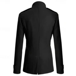 Discount OUKU Men's Peacoat Trench Coat Daily Vacation Fall & Winter Polyester Thermal Warm Outerwear Clothing Apparel Fashion Classic Plain Pocket Stand Collar Double Breasted